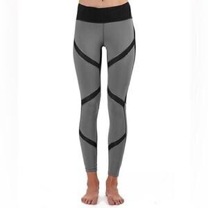 Prjon Gray & Black Contrast-Stripe Leggings Size Small New